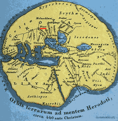 НЕВРЫ на карте мира по Геродоту