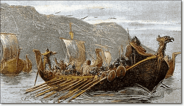 викинги могли грабить селения вдали от берегов, так как их ладьи драккары могли плавать по рекам