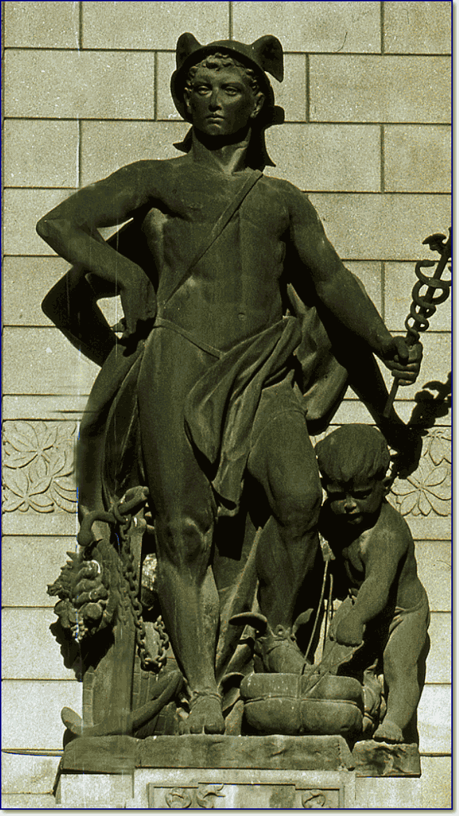 бог торговли Гермес - статуя аллегория торговли