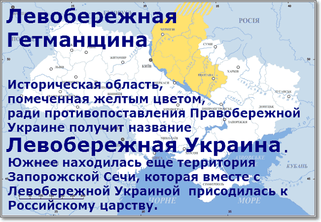 Термин Левобережная Украина был противопоставление термину Правобережная Украина
