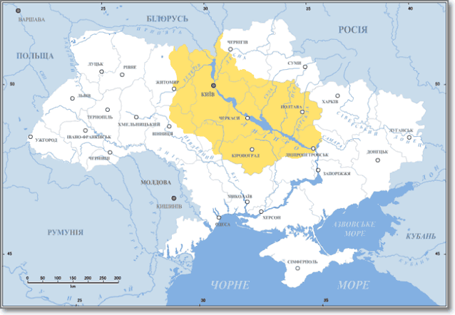 Наддепрянская Украина карта