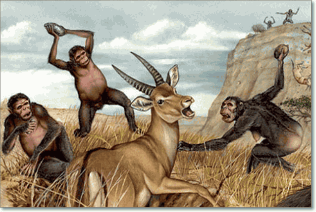 охота австралопитеков на антилопу