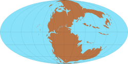 Карта континентов в середине верхнего триаса