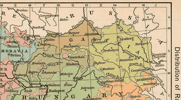 Галиция на карте Австро-Венгрии