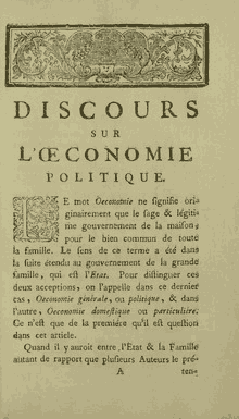 Жан-Жак Руссо, Рассуждения о политической экономии