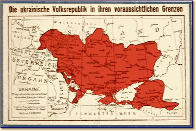 Немецкая карта Украинской Державы Скоропадского с претензиями на Кубань и Северный Кавказ